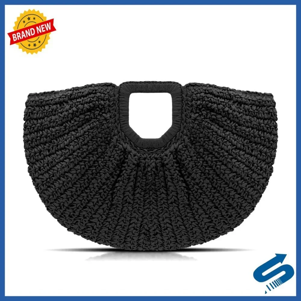 Handmade Rattan Straw Tote Bag Boho Beach Vacation Travel Essential Large